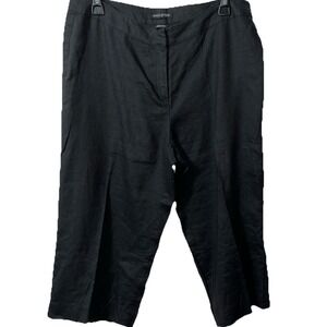 Ava & Grace pants women's size 10‎ 100% linen black straight leg cropped capri